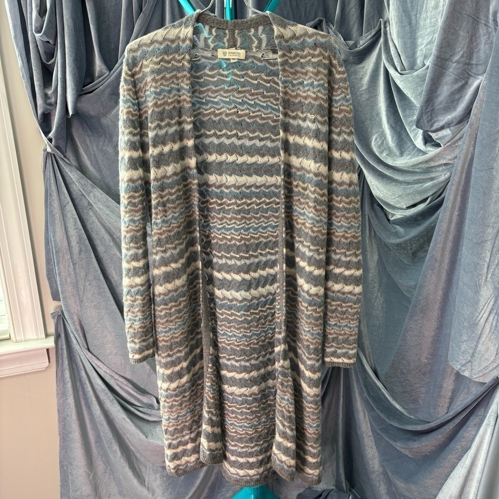 Kinross Cashmere open light knit long cardigan size XS